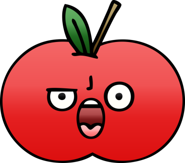 Bir insan tarafından çizilmiş kırmızı bir elmanın gölgeli çizgi filmi.