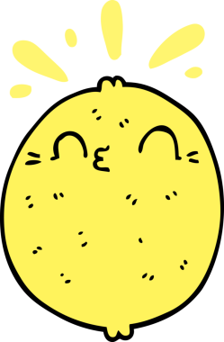 Bir insan tarafından çizilmiş şirin çizgi film limonu.