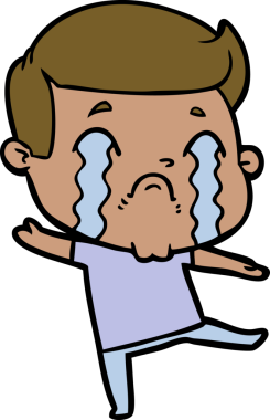 Bir insan tarafından çizilmiş ağlayan çizgi film adamı.