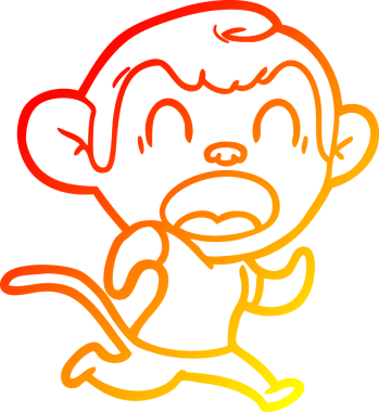 Bir insan tarafından çizilmiş bağıran çizgi film maymunu çizimi.