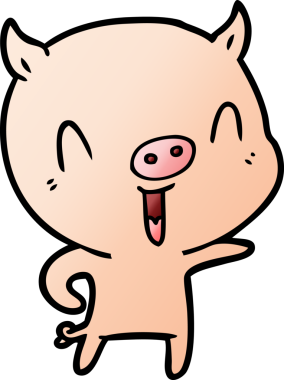 Bir insan tarafından çizilmiş mutlu çizgi film domuzu.