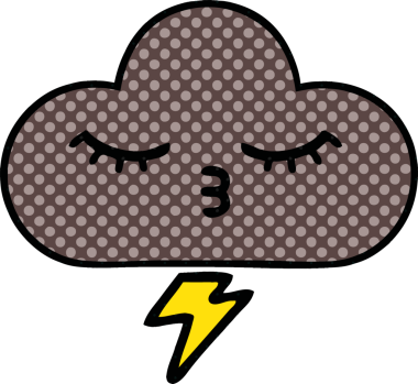 Bir insan tarafından çizilmiş bir fırtına bulutunun karikatürü.