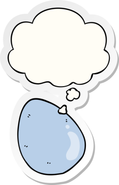 Düşünce baloncuklu çizgi film yumurtası insan tarafından çizilmiş bir çıkartma.