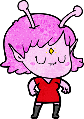 Bir insan tarafından çizilmiş uzaylı kız.