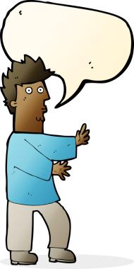 Bir insan tarafından çizilmiş konuşma baloncuğuyla sallanan sinirli bir adam.