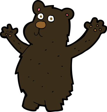 Bir insan tarafından çizilmiş komik siyah ayı.