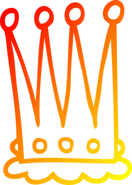 Bir insan tarafından çizilmiş bir karikatür tacının sıcak gradyan çizimi