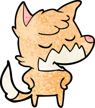 Bir insan tarafından çizilmiş dost canlısı çizgi film tilkisi