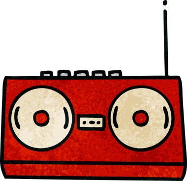 Bir insan tarafından çizilmiş retro grunge desenli bir stereo.