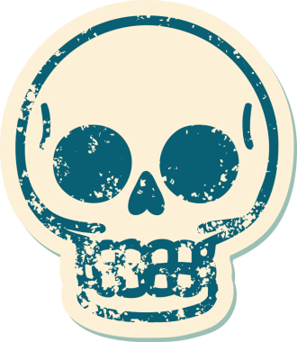 Bir insan tarafından çizilmiş bir kafatasının sembolik dövmeli görüntüsü.