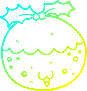 Soğuk gradyan çizgisi bir insan tarafından çizilmiş tatlı bir Noel pudinginin çizimi.