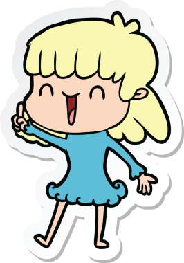 Bir insan tarafından çizilmiş bir karikatür kadının çıkartması.