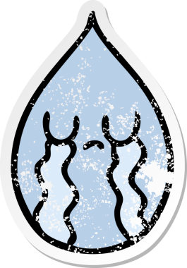 Bir insan tarafından çizilmiş garip bir el yazısı duygusal yağmur damlası.