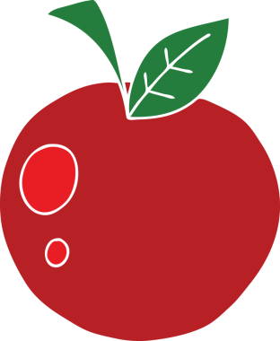 Bir insan tarafından çizilmiş garip kırmızı elma çizgi filmi.