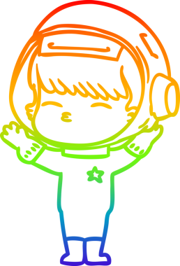 gökkuşağı gradyan çizimi bir insan tarafından çizilmiş meraklı astronot çizgi