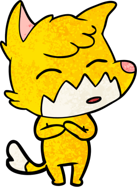 Bir insan tarafından çizilmiş tilki çizgi film karakteri