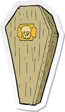 Bir insan tarafından çizilmiş ürkütücü bir karikatür tabut çıkartması.