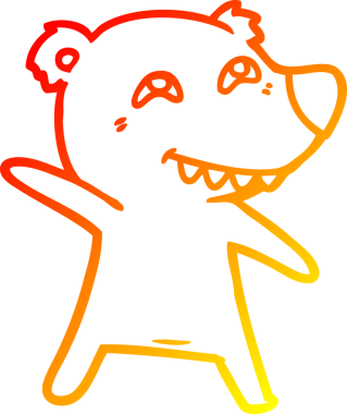 Bir insan tarafından çizilen çizgi film ayısının sıcak çizgi çizimi