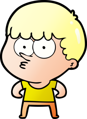 Bir insan tarafından çizilmiş meraklı bir çocuk.