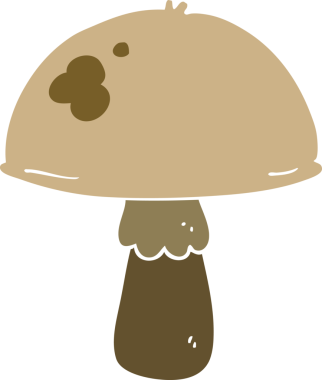 Bir insan tarafından çizilmiş düz renkli çizgi film mantarı