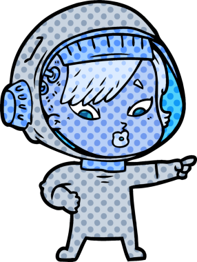 Bir insan tarafından çizilmiş astronot kadın.