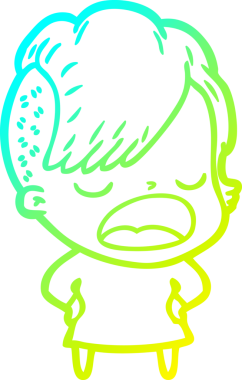 Bir insan tarafından çizilmiş havalı bir hippi kızın soğuk gradyan çizimi.