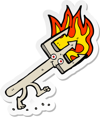 Bir insan tarafından çizilmiş karikatür şeytan çatalı.