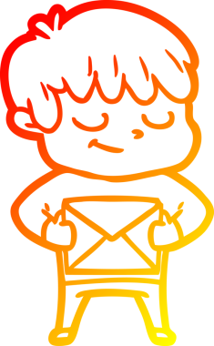 Bir insan tarafından çizilen mutlu bir çocuğun sıcak çizgi çizimi.