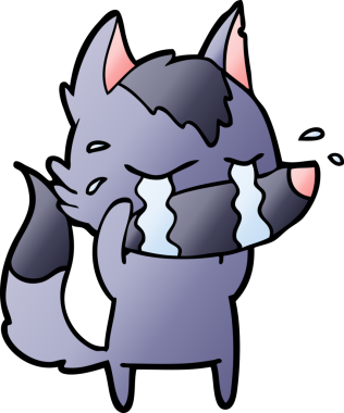 Bir insan tarafından çizilmiş ağlayan kurt çizgi filmi.