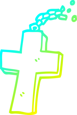 Bir insan tarafından çizilen zincirin üzerine çizgi film haçı çizimi.