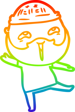 Bir insan tarafından çizilmiş mutlu sakallı bir adamın çizgi çizimi.