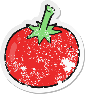 Bir insan tarafından çizilmiş bir domatesin gerilimli çıkartması.