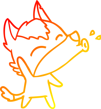 Bir insan tarafından çizilen uluyan kurt çizgi filminin sıcak gradyan çizimi