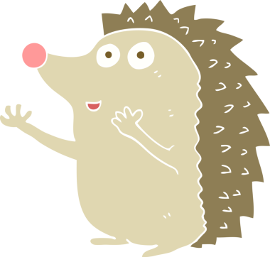 Bir insan tarafından çizilmiş şirin kirpinin düz renk çizimi