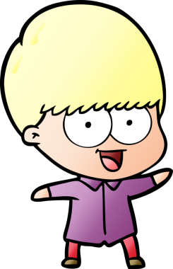 Bir insan tarafından çizilmiş mutlu çizgi film çocuğu.