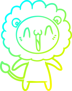 Bir insan tarafından çizilmiş mutlu çizgi film aslanı çizimi.