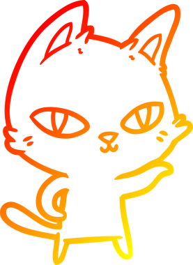 Bir insan tarafından çizilmiş çizgi film kedisinin sıcak çizgi çizimi