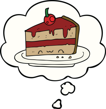 Bir insan tarafından çizilmiş düşünce balonlu çizgi film pastası.