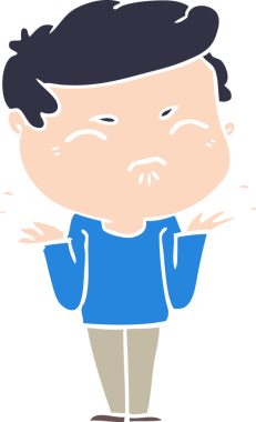 Düz renkli karikatür. Bir insan tarafından çizilmiş.