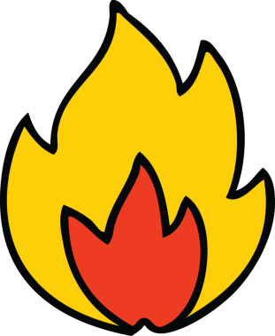 Bir insan tarafından çizilmiş güzel bir ateş karikatürü.