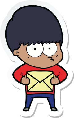 Bir insan tarafından çizilmiş sinirli bir çizgi film çocuğunun çıkartması.