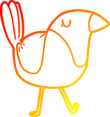 Bir insan tarafından çizilmiş çizgi film kuşunun sıcak gradyan çizimi