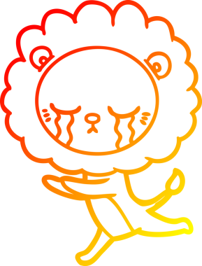 Bir insan tarafından çizilmiş, ağlayan bir aslanın sıcak çizgi çizgisi.