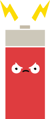 Bir insan tarafından çizilmiş düz renk retro pili.