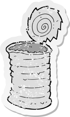 Bir insan tarafından çizilmiş eski bir teneke kutunun gerilimli yapıştırması.