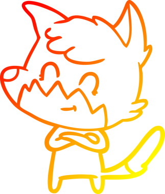 Bir insan tarafından çizilmiş, karikatür, arkadaş canlısı tilki çizimi.