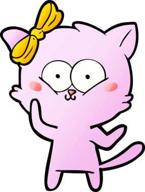 Bir insan tarafından çizilmiş çizgi film kedisi.