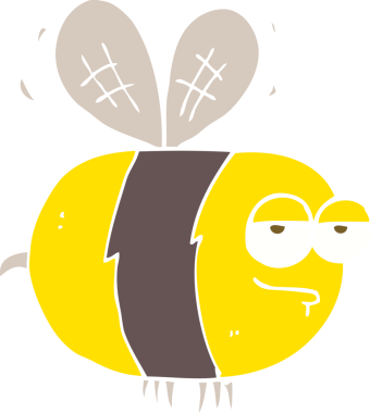 Bir insan tarafından çizilen mutsuz arıların düz renk çizimi