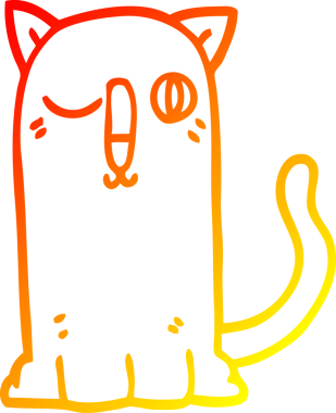 Bir insan tarafından çizilmiş komik çizgi bir kedinin sıcak çizgi çizimi