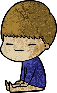 Bir insan tarafından çizilmiş kendini beğenmiş çizgi film çocuğu.